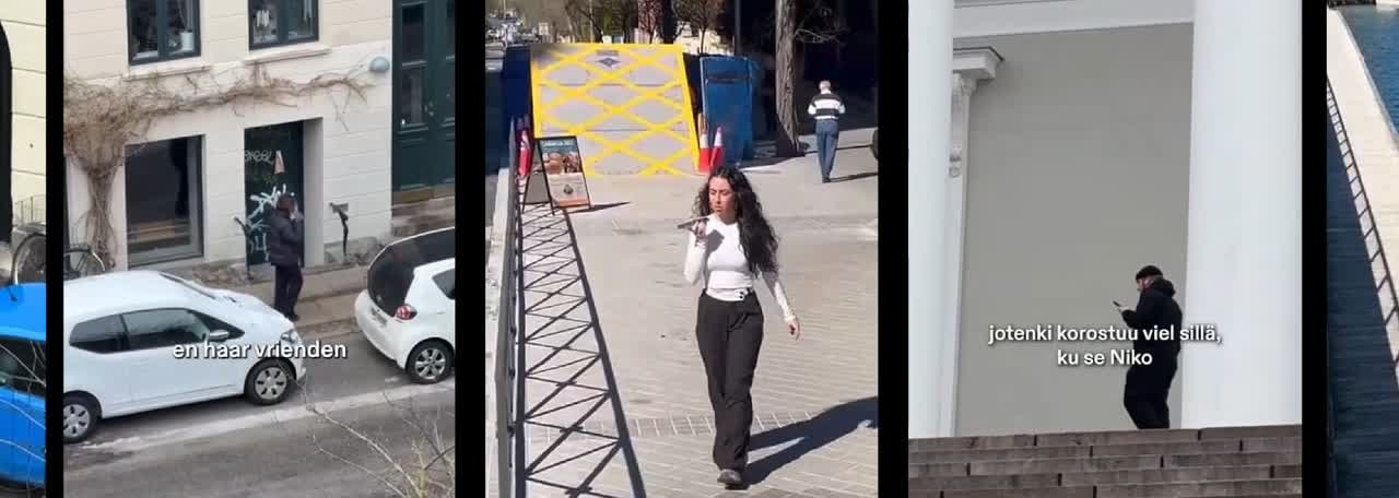 A row of vertical social video clips from the VoiceNotes campaign
